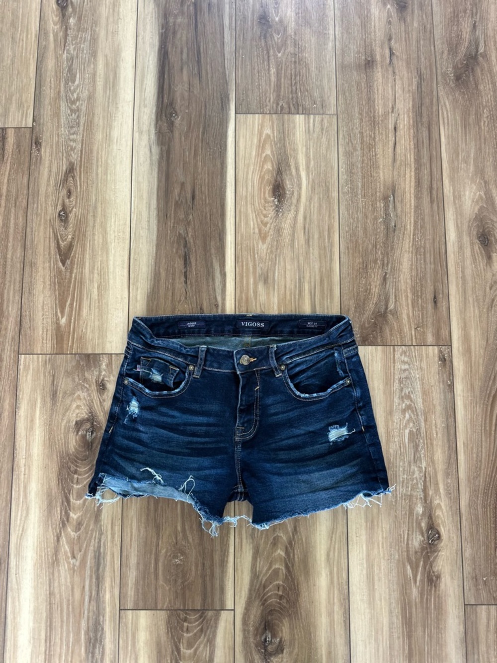 Vigoss Dark Blue Distressed jagger Jean shorts size W27L4